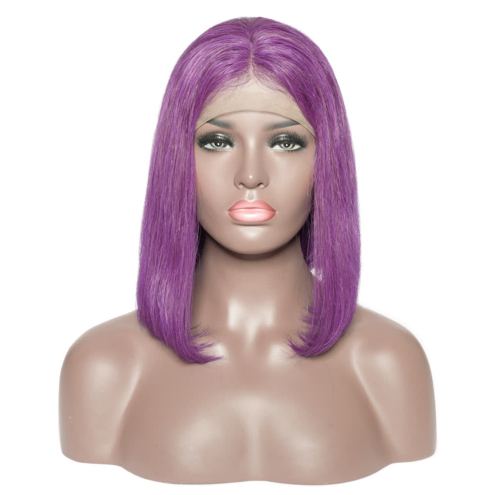 13x4 Lace Front Purple Straight Bob Wig