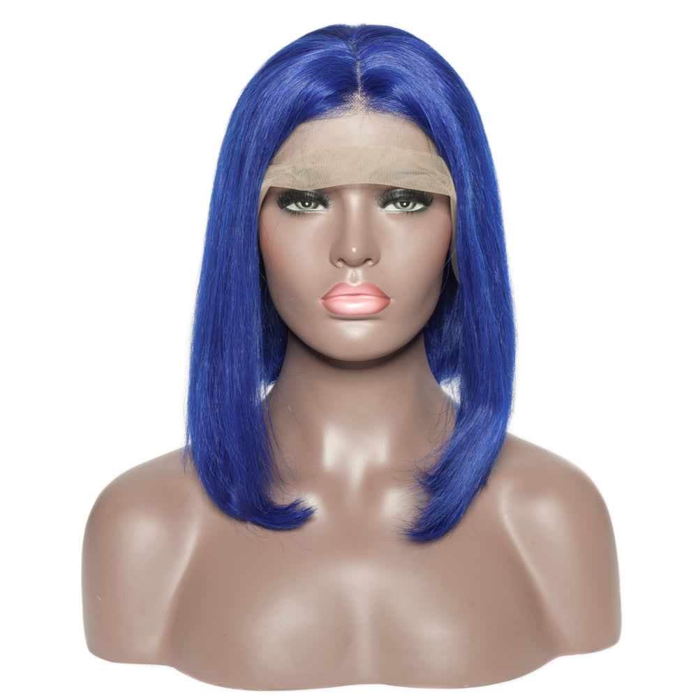 13x4 Lace Front Blue Straight Bob Wig