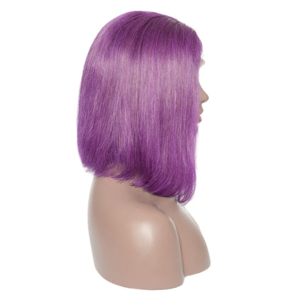 13x4 Lace Front Purple Straight Bob Wig