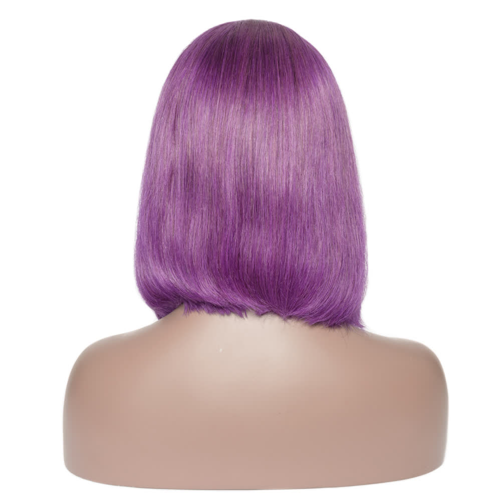 13x4 Lace Front Purple Straight Bob Wig