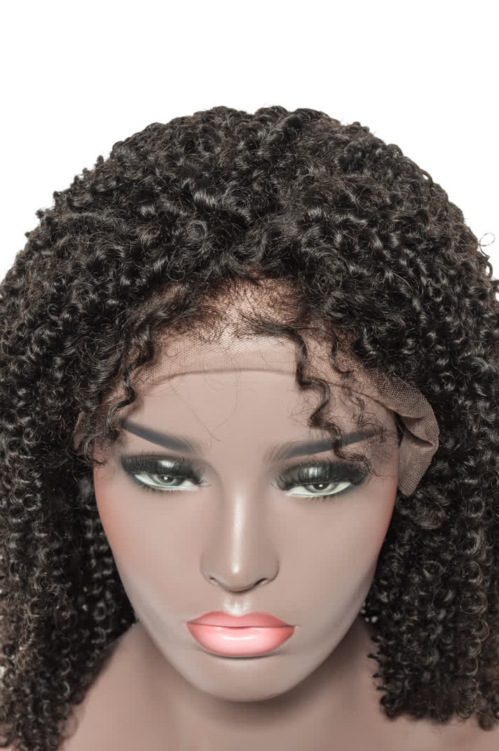 1B Natural Black Afro Curly Bob Wig