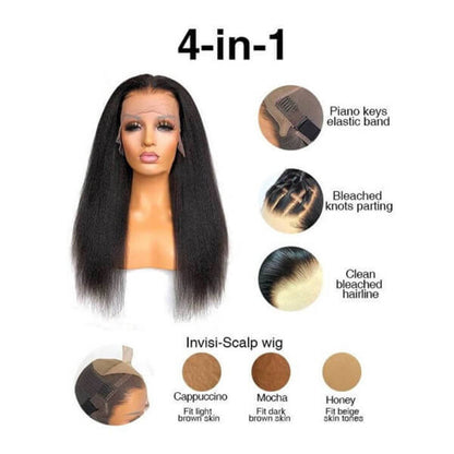 13X6 Lace Frontal 180 Kinky Straight Wig