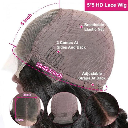 5X5 Straight Closure Wig