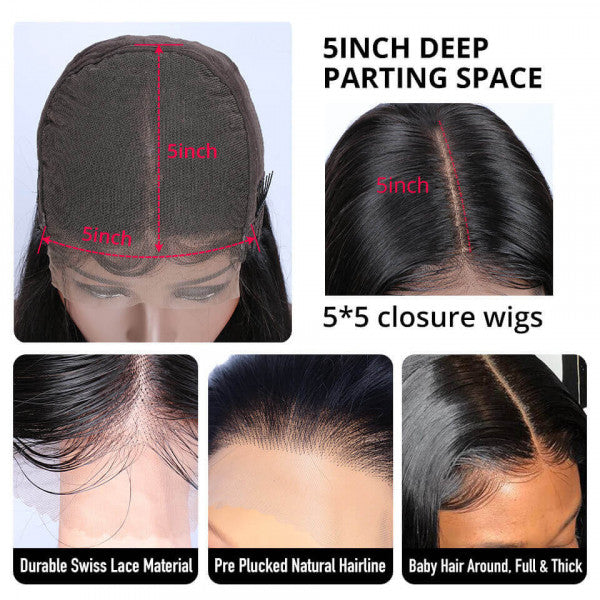 5X5 Loose Deep Closure Wig