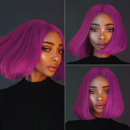 13x4 Lace Front Purple Straight Bob Wig